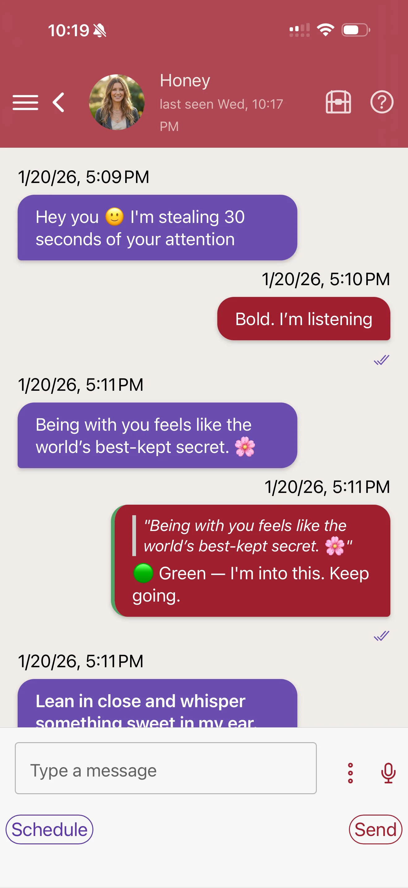 Private encrypted chat between partners