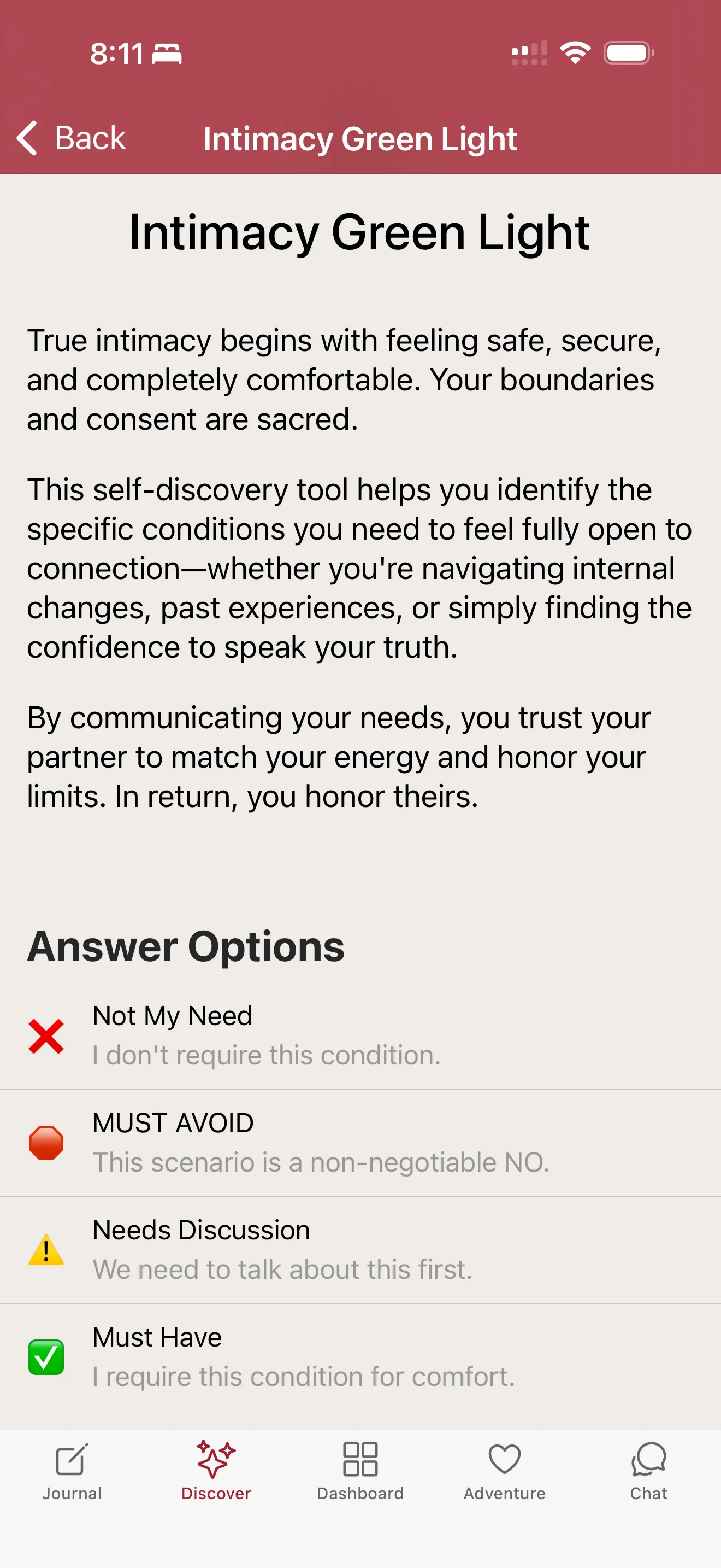 Intimacy Greenlight screen