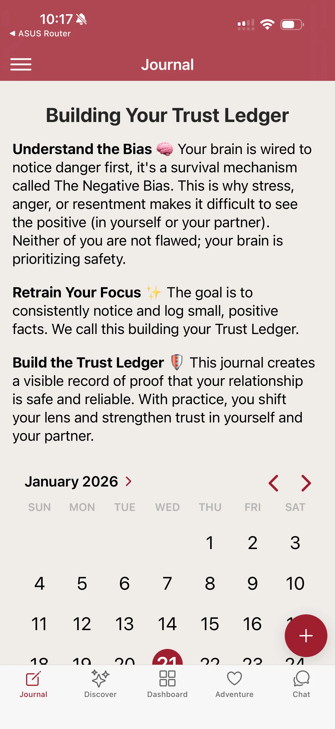 Private Journal screen